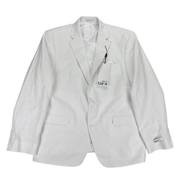 Bar III Other - Bar III Mens Slim Fit Linen Cotton Solid Suit Jacket White 42S